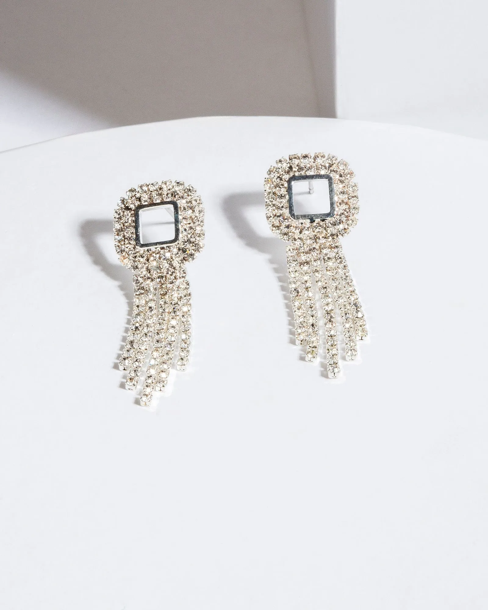 Crystal Square With Crystal Drop Earrings sold by Collete Hayman