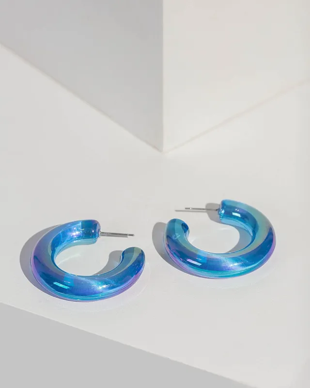 Blue Translucent Acrylic Hoop Earrings sold by Collete Hayman