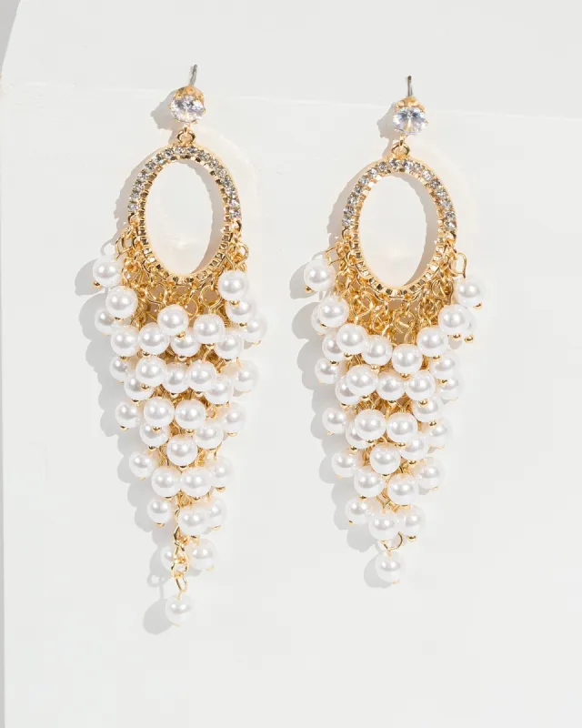 White Beaded Tassel Earrings sold by Collete Hayman