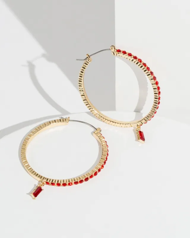 Red Crystal Hoop Earrings sold by Collete Hayman