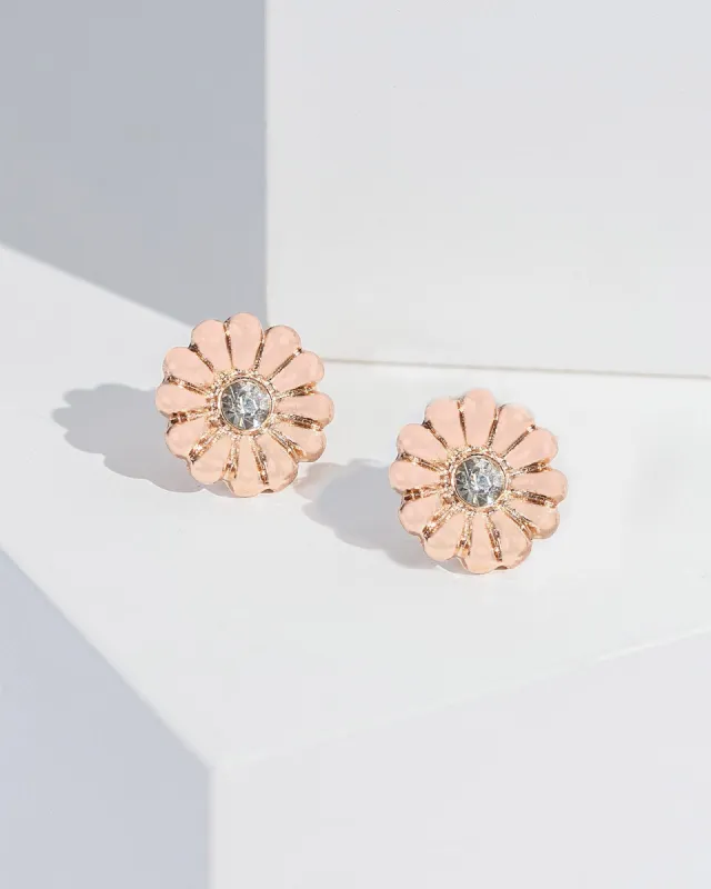 Rose Gold Double Flower Crystal Drop Earrings sold by Collete Hayman