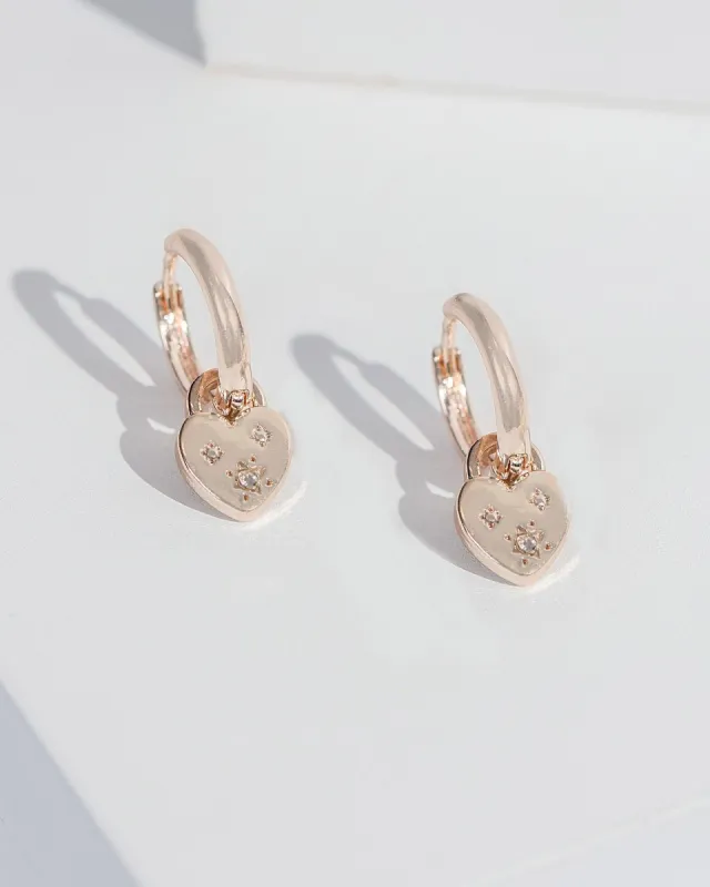 Rose Gold Love Heart Locket Hoop Earrings sold by Collete Hayman