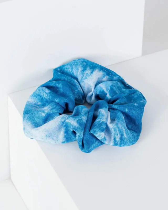 Blue Soft Tie-Dye Print Scrunchie sold by Collete Hayman