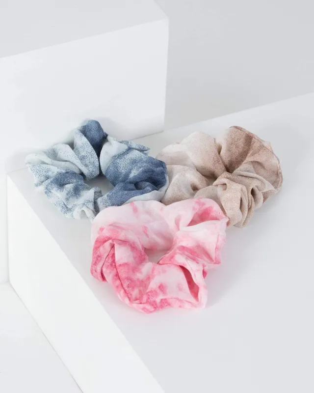 Multi Colour 3 Pack Sheer Tie-Dye Scrunchies sold by Collete Hayman