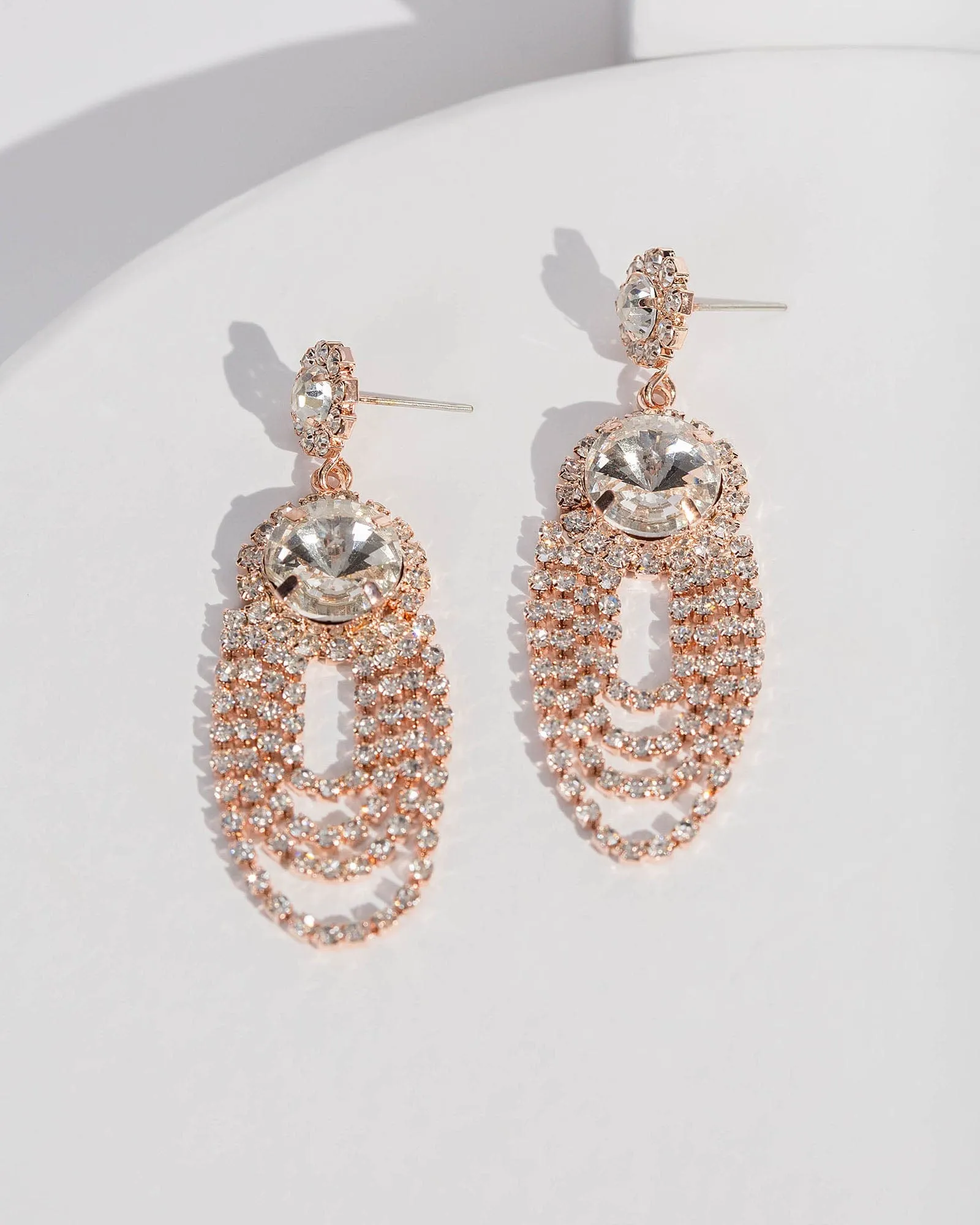 Rose Gold Double Crystal Layer Earrings sold by Collete Hayman