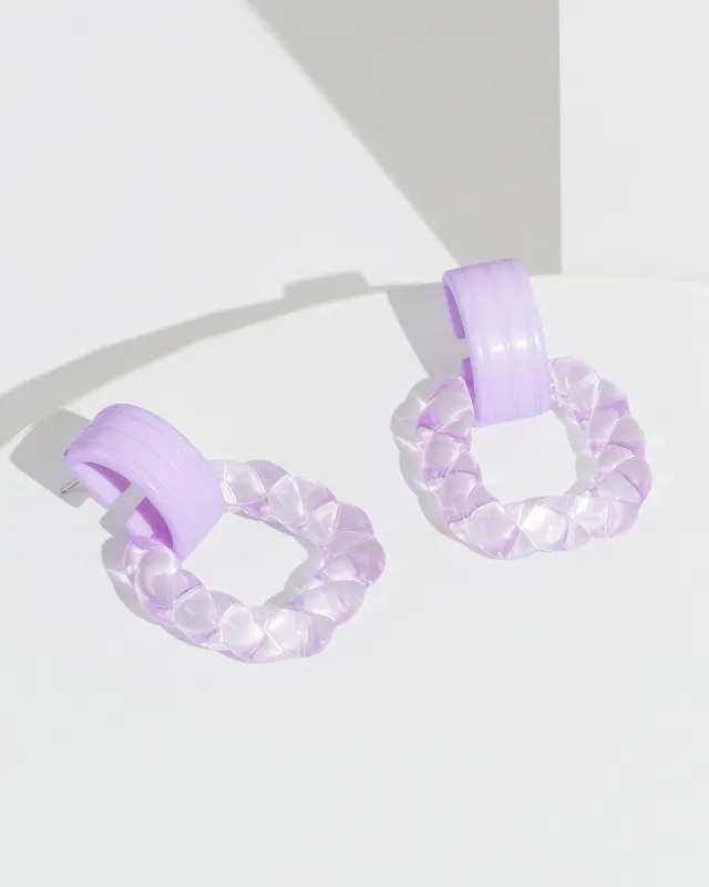 Purple Clear Knocker Earrings sold by Collete Hayman