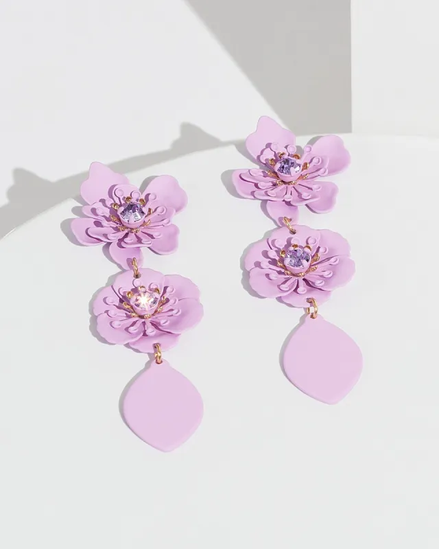 Purple Floral Drop Earrings sold by Collete Hayman