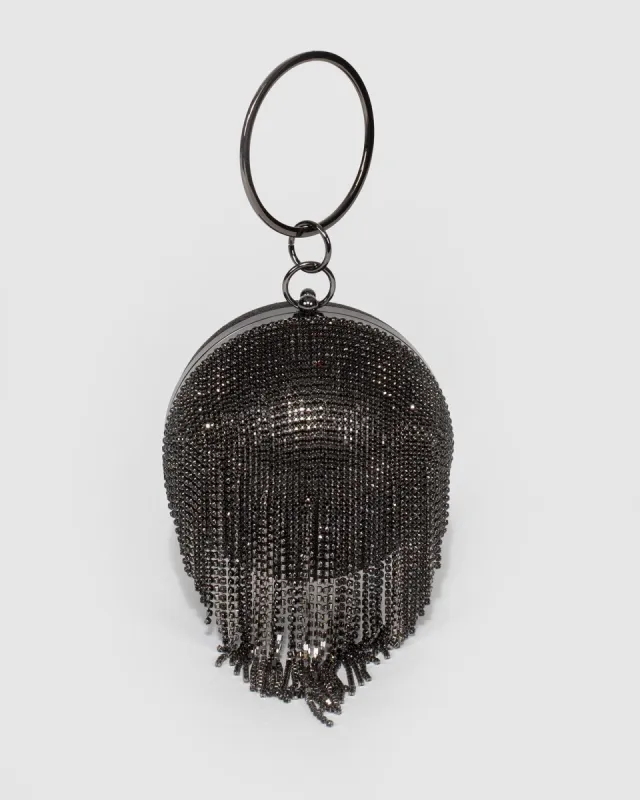 Black Mia Ball Clutch Bag sold by Collete Hayman