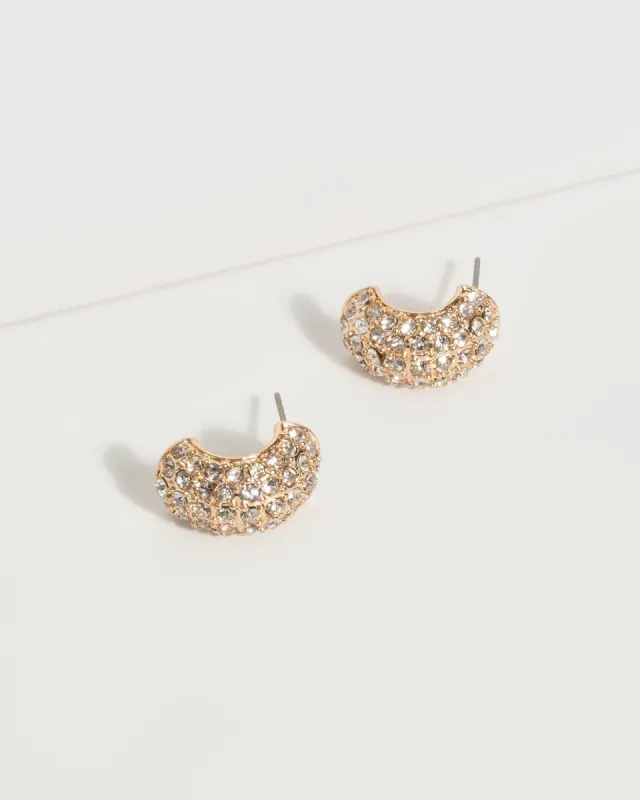 Gold Cubic Zirconia Half Hoop Earrings sold by Collete Hayman