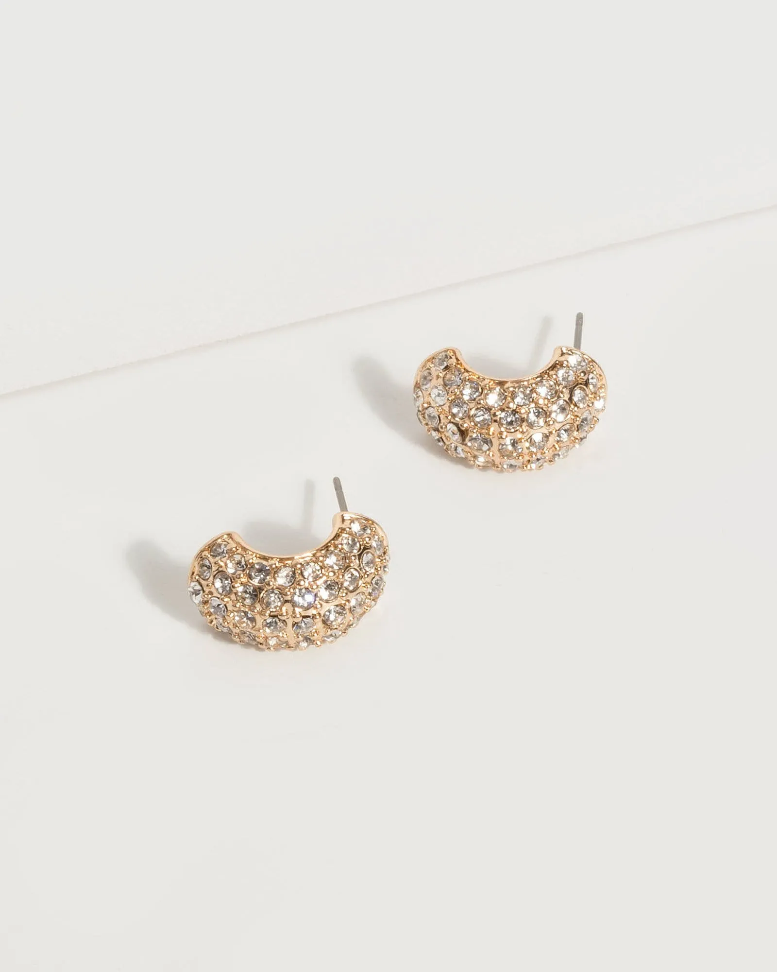 Gold Cubic Zirconia Half Hoop Earrings sold by Collete Hayman