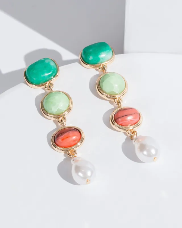 Green Multi Crystal Drop Statement Earrings sold by Collete Hayman