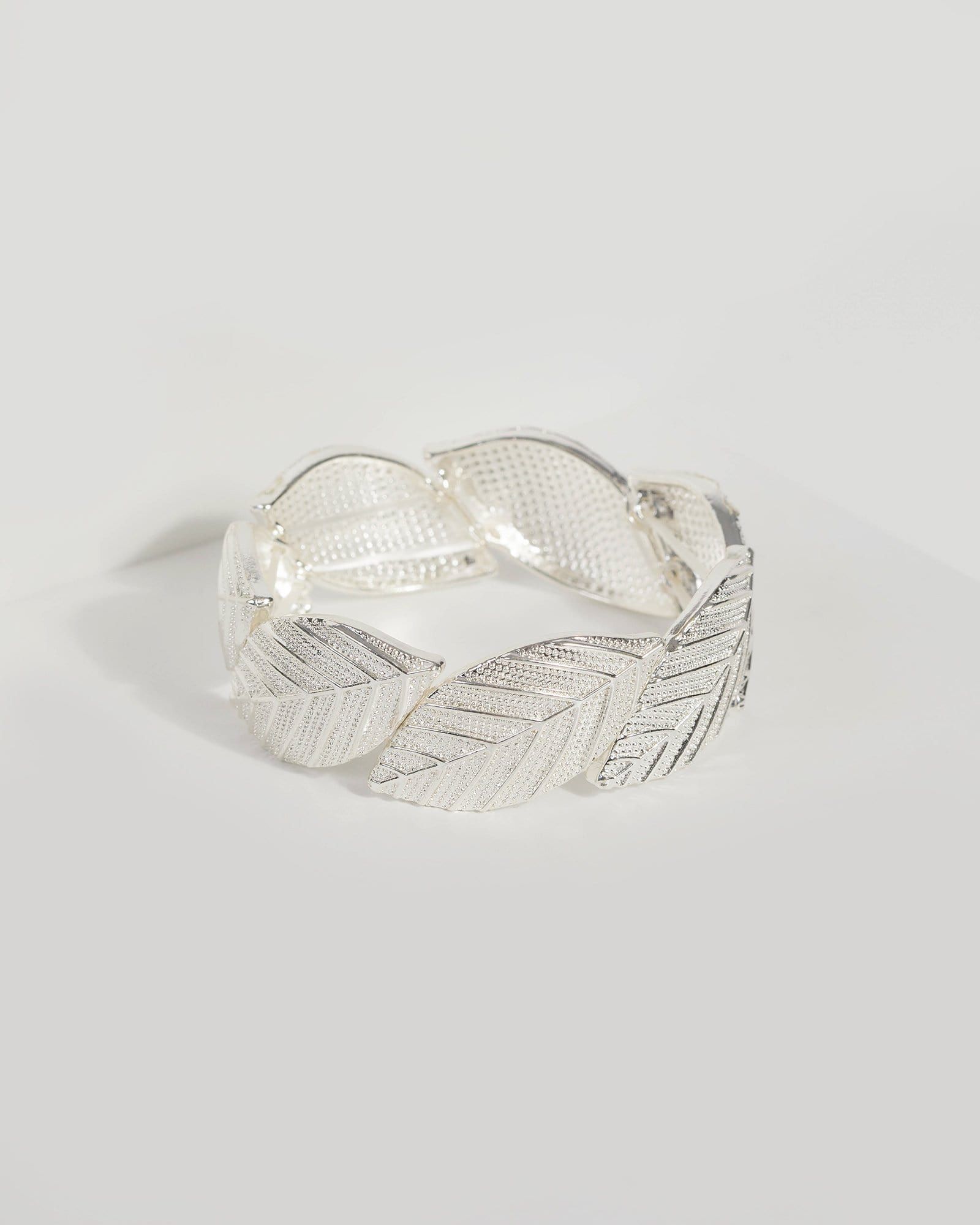 Silver Metal Leaf Stretch Bracelet sold by Collete Hayman