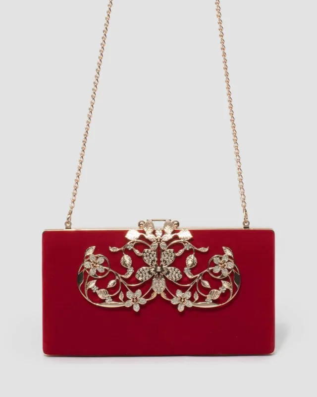 Red Victoria Clip Clutch Bag sold by Collete Hayman