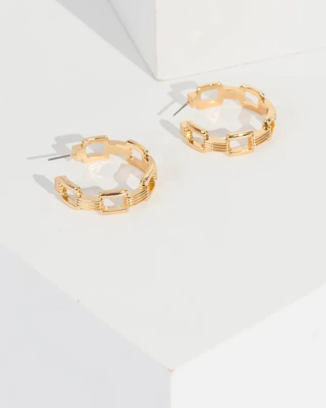 Gold Chain Line Mini Hoop Earrings sold by Collete Hayman
