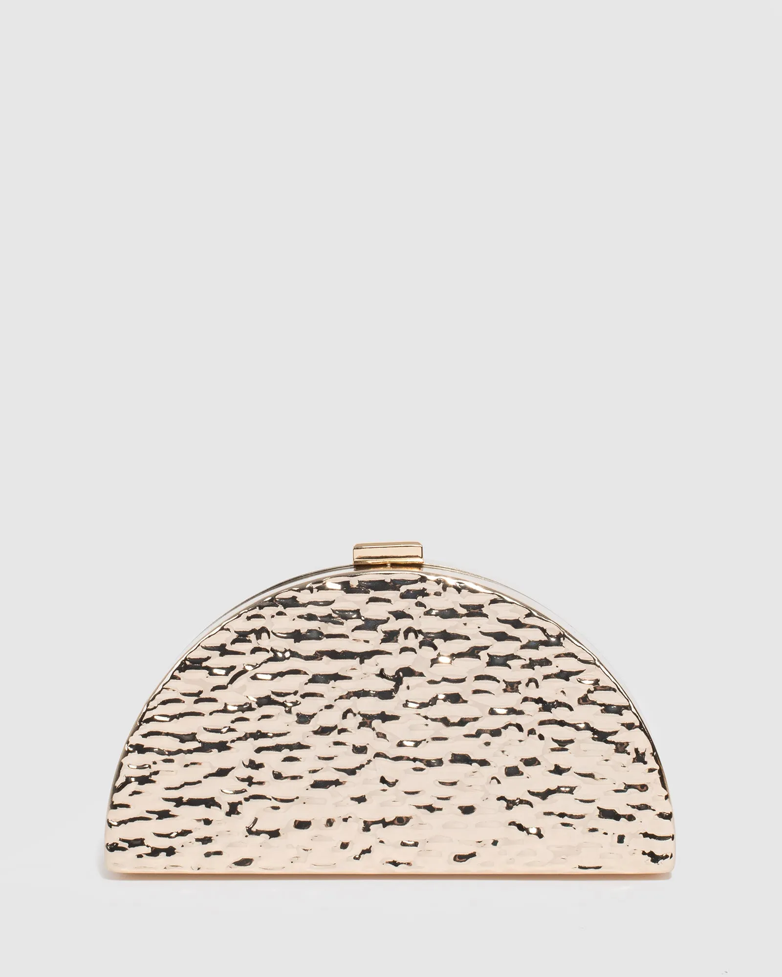 Gold Narelle Textured Box Clutch Bag sold by Collete Hayman