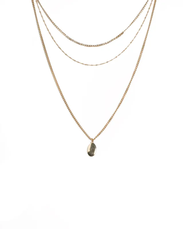 Gold Tone Heavy Chain Detailed Layered Necklace sold by Collete Hayman