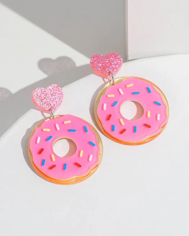 Pink Sprinkles Donut Earrings sold by Collete Hayman
