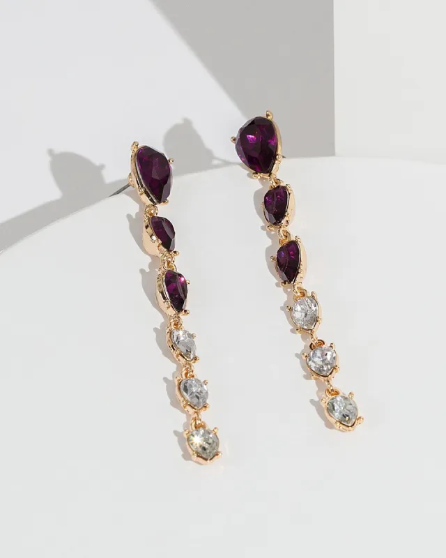 Purple Crystal Gradual Drop Earrings sold by Collete Hayman