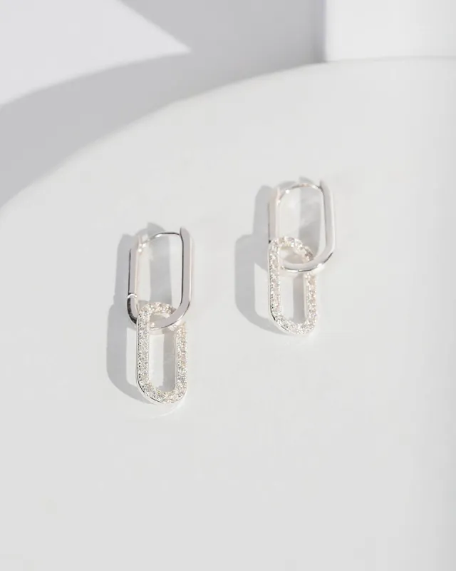 Crystal Chain Link Cubic Zirconia Hoop Earrings sold by Collete Hayman