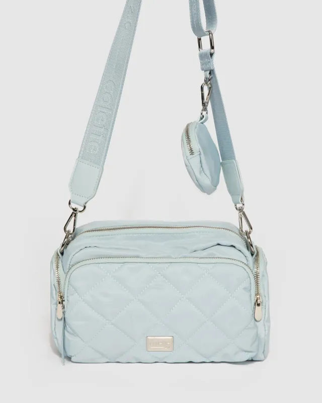 Baby Blue Harper Nylon Crossbody Bag made by Collete Hayman