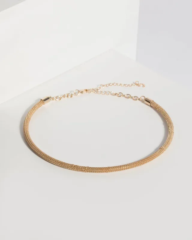 Gold Round Metal Short Necklace sold by Collete Hayman