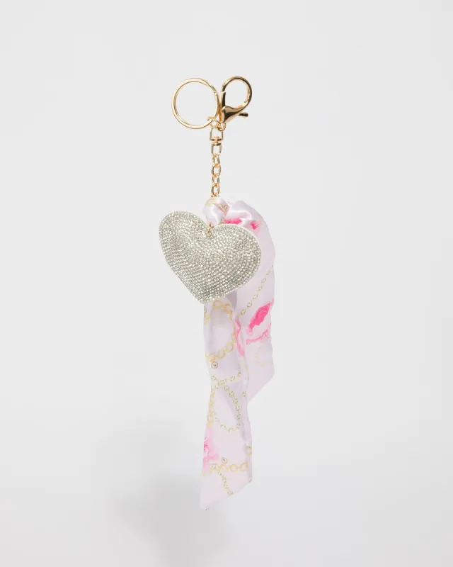 Multi Crystal Heart Printed Scarf Keyring sold by Collete Hayman