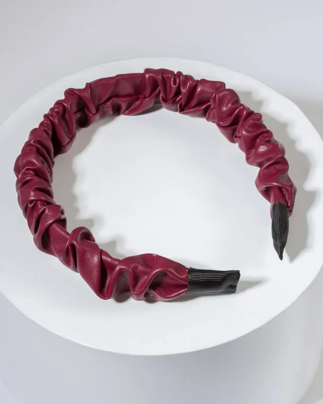 Burgundy Leather Look Ruched Headband sold by Collete Hayman
