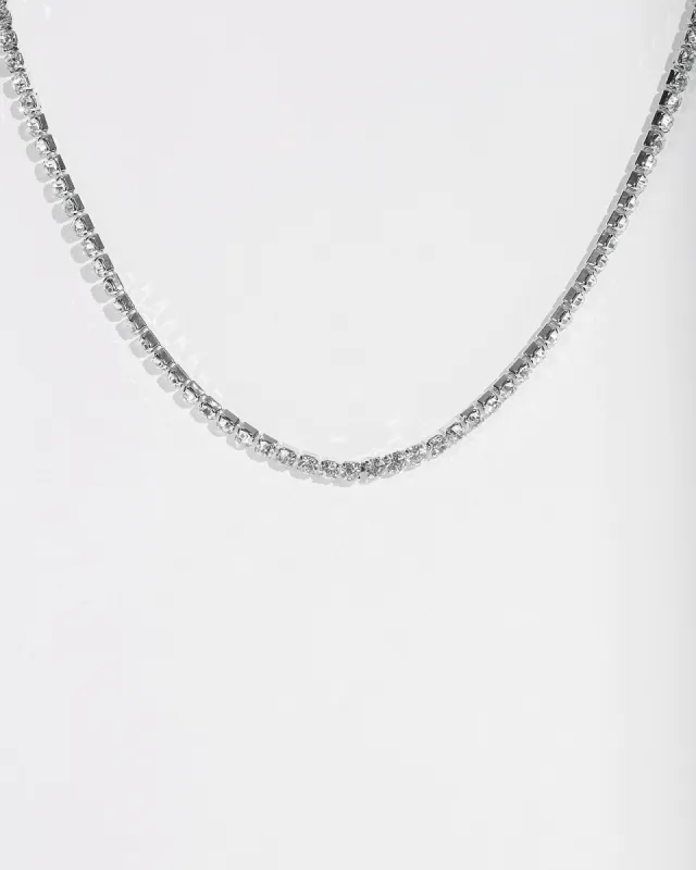 Silver Row Crystal Choker Necklace sold by Collete Hayman