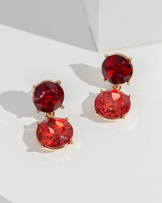 Red Double Circle Drop Earrings sold by Collete Hayman