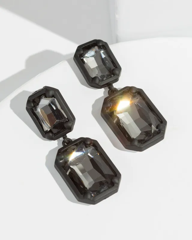 Black Double Rectangle Crystal Earrings sold by Collete Hayman