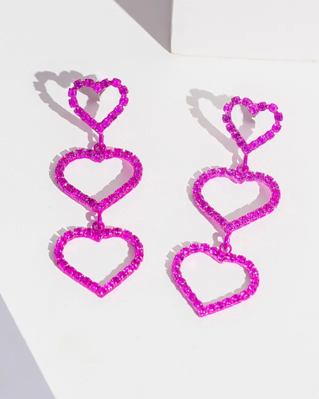 Pink Crystal Heart Drop Earrings sold by Collete Hayman