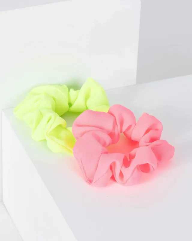 Multi Colour 2 Pack Small Fluro Scrunchies sold by Collete Hayman