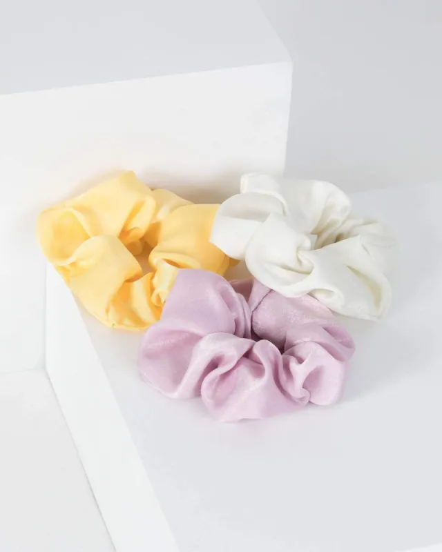 Multi Colour 3 Pack Plain Large Soft Scrunchies sold by Collete Hayman