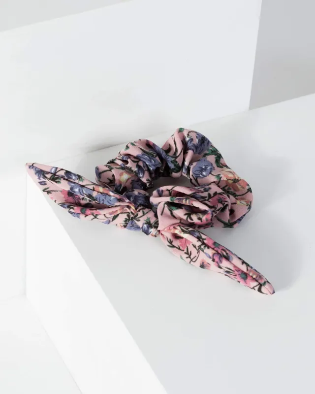 Multi Colour Drawn Flower Print Tie Scrunchie sold by Collete Hayman