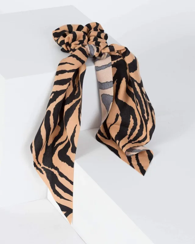 Multi Colour Bold Zebra Print Scarf Scrunchie sold by Collete Hayman