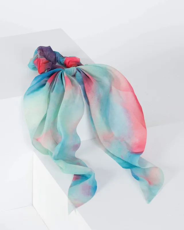 Multi Colour Rainbow Tie Dye Scarf Scrunchie sold by Collete Hayman