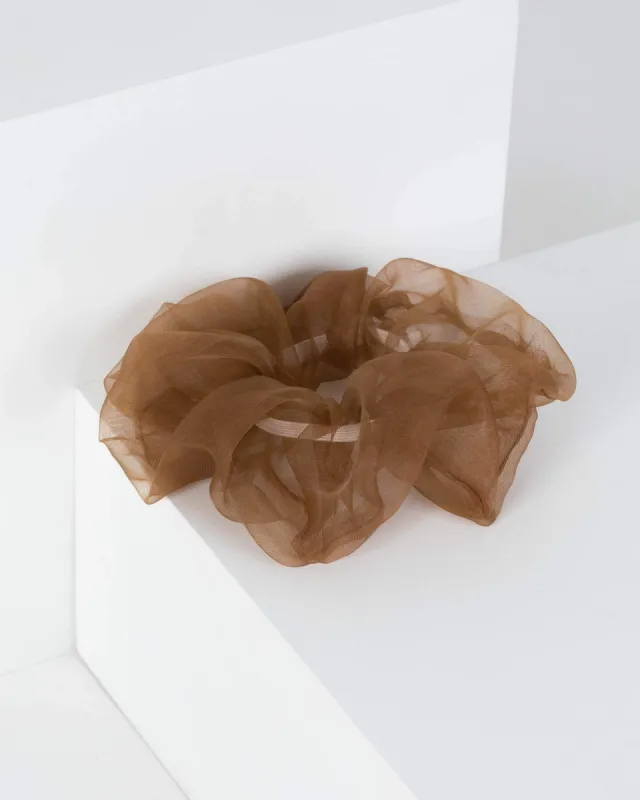 Brown Large Plain Organza Scrunchie sold by Collete Hayman