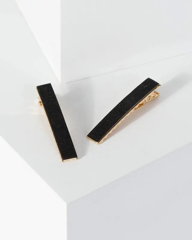 Black Glitter Slide Hair Clips sold by Collete Hayman
