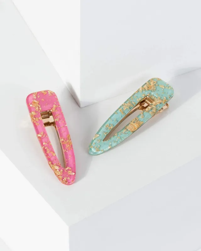 Multi Colour 2 Pack Speckled Gold Acrylic Hair Slides sold by Collete Hayman