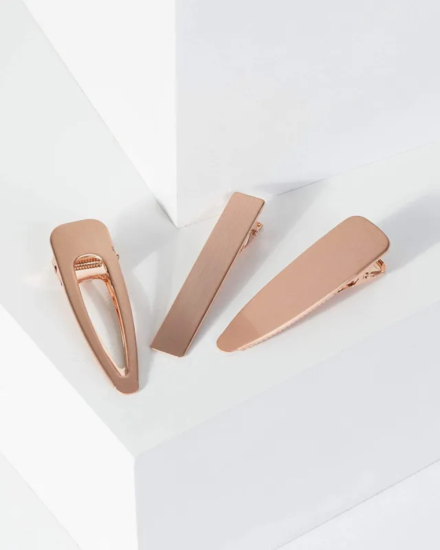 Rose Gold 3 Pack Large Metal Hair Slides sold by Collete Hayman