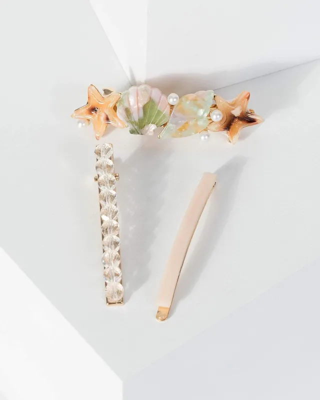 Multi Colour Pack Acrylic Starfish Hair Slides sold by Collete Hayman