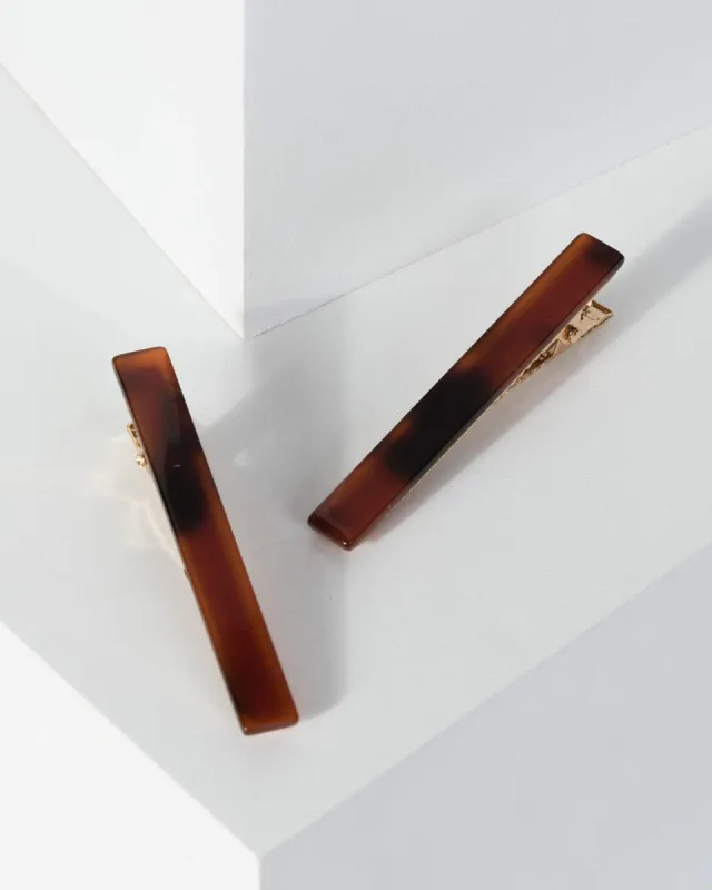 Brown Rect 2 Pack Hair Clip sold by Collete Hayman