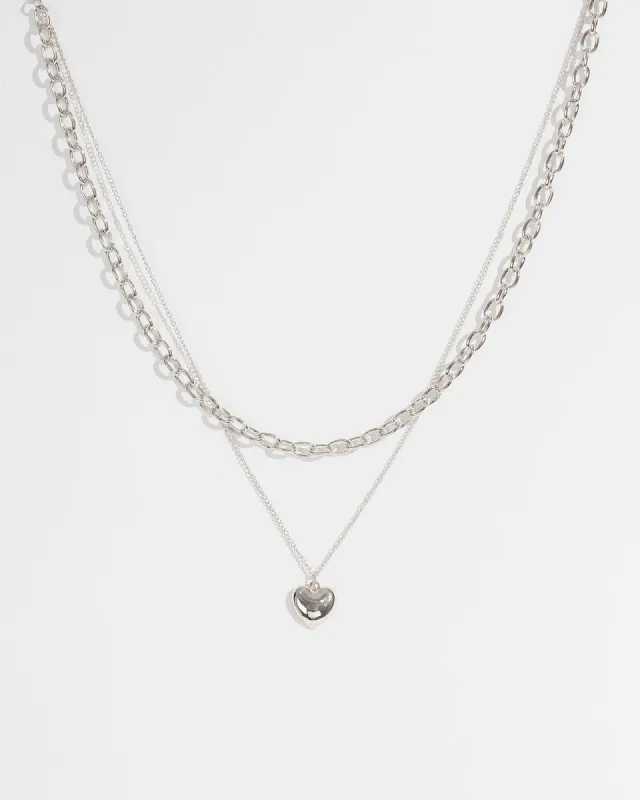 Silver Heart Pendant Layered Necklace sold by Collete Hayman