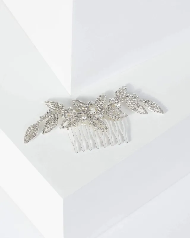 Silver Diamante Leafy Hair Slide sold by Collete Hayman