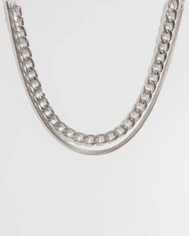 Silver Chunky And Snake Chain Necklace sold by Collete Hayman