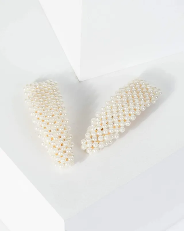 Gold Large Pointed Pearl Hair Clips sold by Collete Hayman