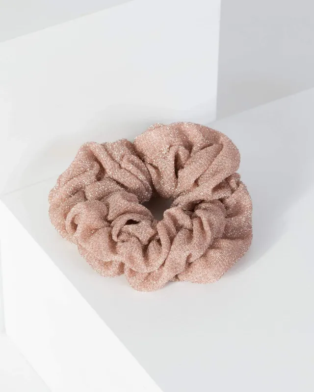 Rose Gold Large Ruffle Glitter Effect Scrunchie sold by Collete Hayman
