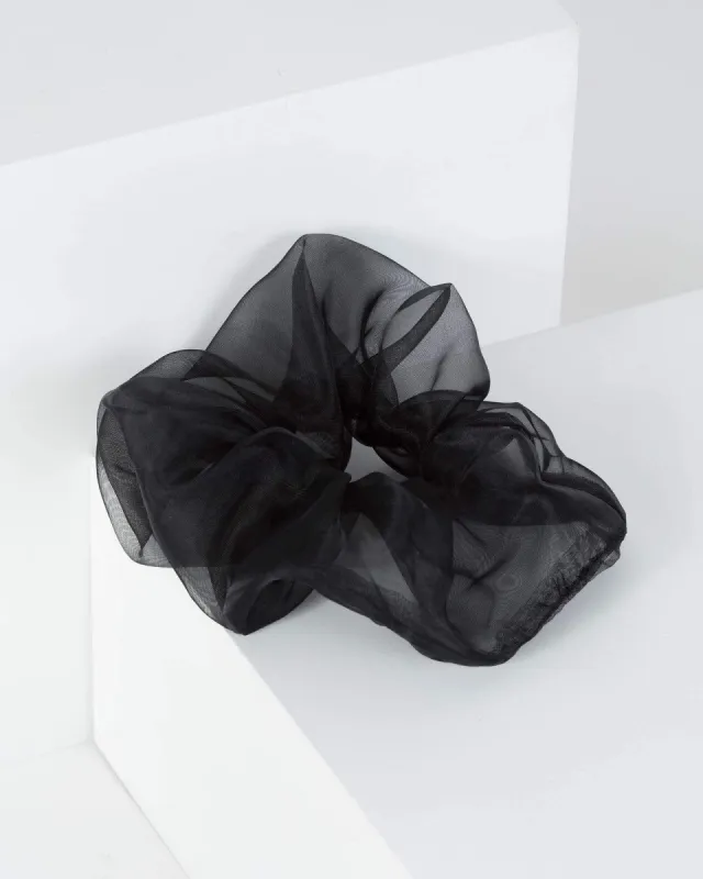 Black Large Plain Organza Scrunchie sold by Collete Hayman