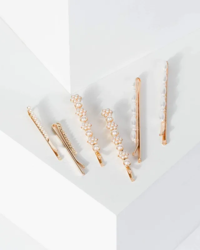 Gold 6 Pack Multi Style Pearl Slides sold by Collete Hayman