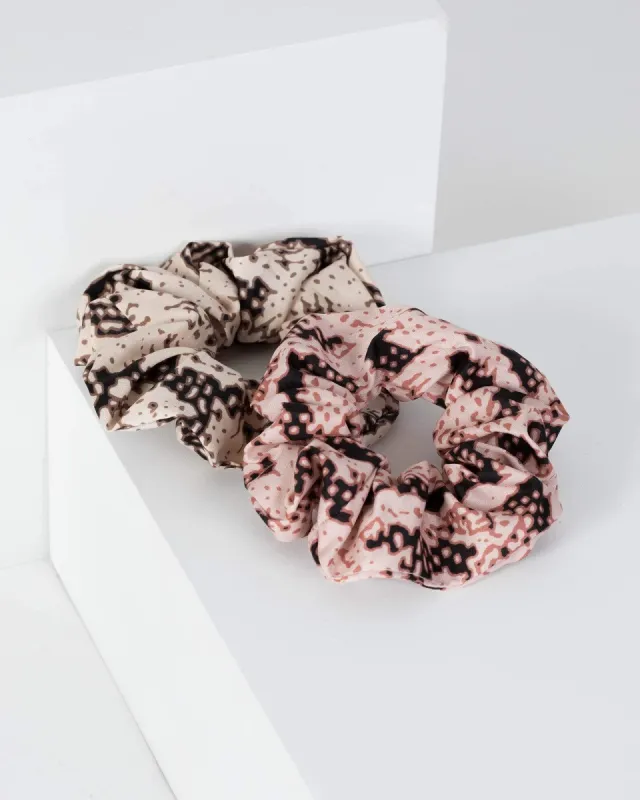 Multi Colour 2 Pack Snake Print Detail Scrunchies sold by Collete Hayman
